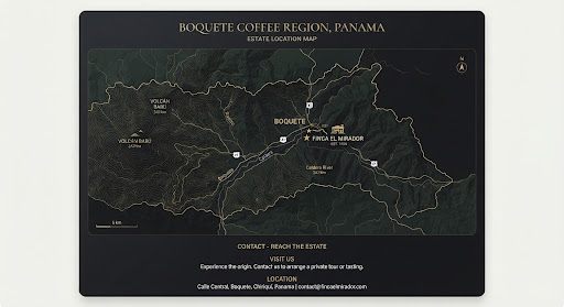 Minimalist map of the Boquete coffee region, Panama